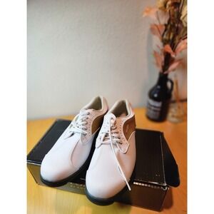 FootJoy GreenJoys Golf Shoes women 48317  8.5M White Tan Spiked NIB‎ w/ Extras